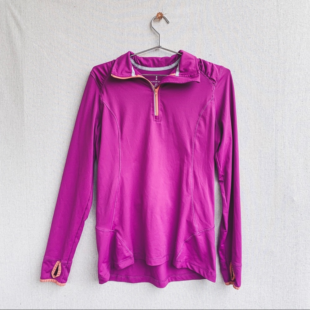 LANDS END fuchsia half zip athletic pullover